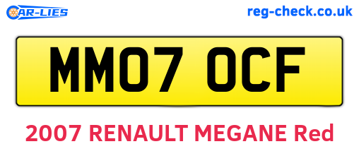 MM07OCF are the vehicle registration plates.