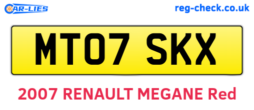 MT07SKX are the vehicle registration plates.