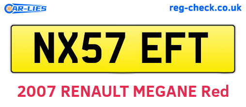NX57EFT are the vehicle registration plates.