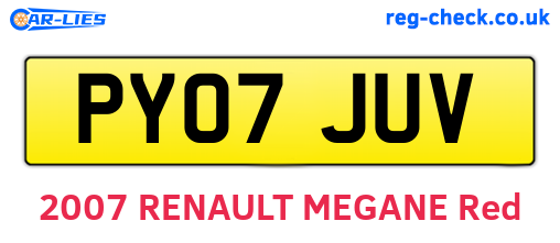 PY07JUV are the vehicle registration plates.