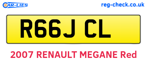 R66JCL are the vehicle registration plates.