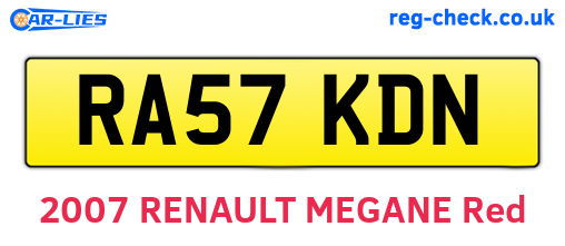 RA57KDN are the vehicle registration plates.