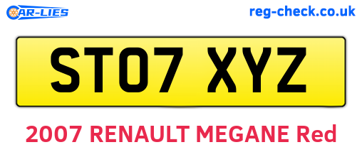 ST07XYZ are the vehicle registration plates.