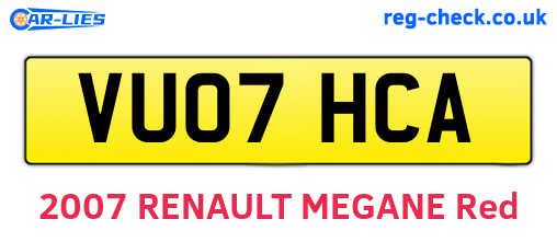 VU07HCA are the vehicle registration plates.