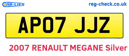AP07JJZ are the vehicle registration plates.