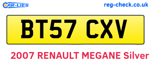 BT57CXV are the vehicle registration plates.