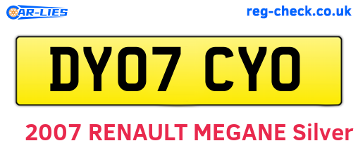 DY07CYO are the vehicle registration plates.