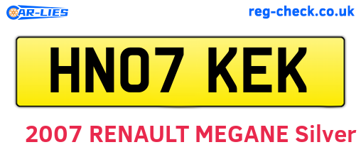 HN07KEK are the vehicle registration plates.