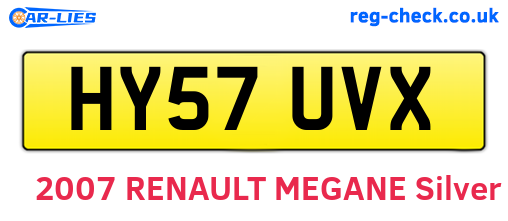 HY57UVX are the vehicle registration plates.