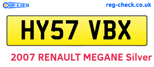 HY57VBX are the vehicle registration plates.