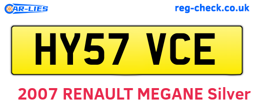 HY57VCE are the vehicle registration plates.