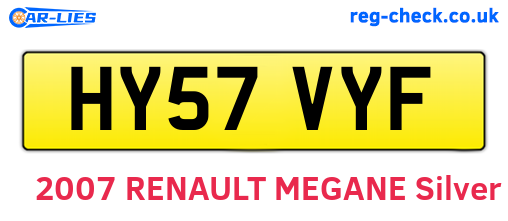 HY57VYF are the vehicle registration plates.