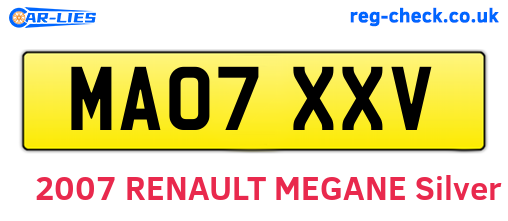 MA07XXV are the vehicle registration plates.