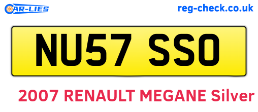 NU57SSO are the vehicle registration plates.