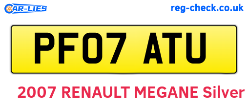 PF07ATU are the vehicle registration plates.