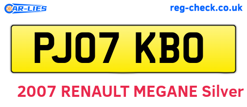 PJ07KBO are the vehicle registration plates.
