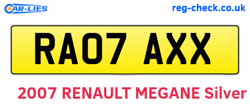 RA07AXX are the vehicle registration plates.