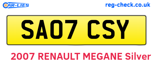SA07CSY are the vehicle registration plates.