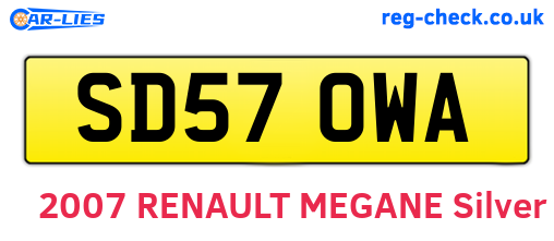 SD57OWA are the vehicle registration plates.