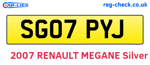 SG07PYJ are the vehicle registration plates.