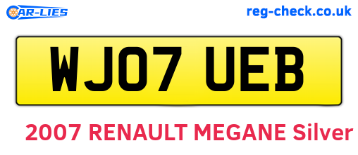 WJ07UEB are the vehicle registration plates.