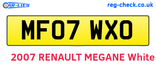MF07WXO are the vehicle registration plates.
