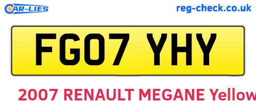 FG07YHY are the vehicle registration plates.