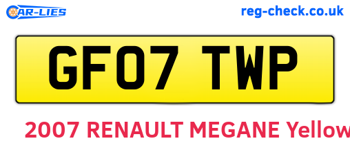 GF07TWP are the vehicle registration plates.