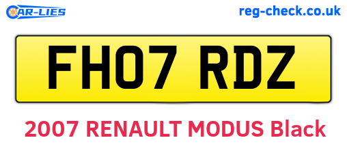 FH07RDZ are the vehicle registration plates.