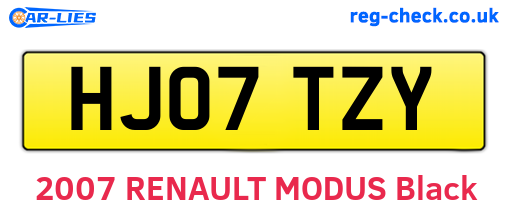 HJ07TZY are the vehicle registration plates.