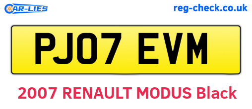 PJ07EVM are the vehicle registration plates.