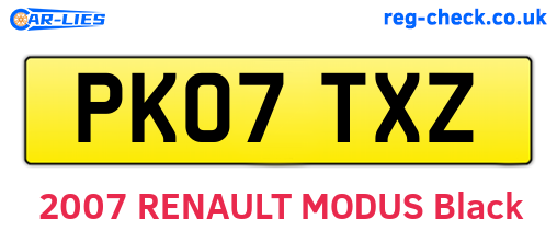 PK07TXZ are the vehicle registration plates.