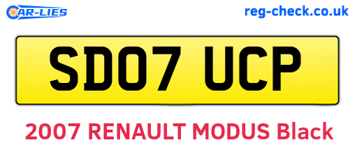 SD07UCP are the vehicle registration plates.