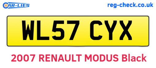WL57CYX are the vehicle registration plates.