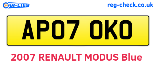 AP07OKO are the vehicle registration plates.