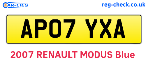 AP07YXA are the vehicle registration plates.