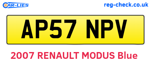 AP57NPV are the vehicle registration plates.