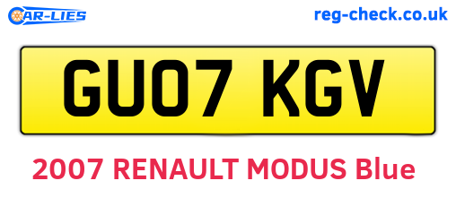 GU07KGV are the vehicle registration plates.