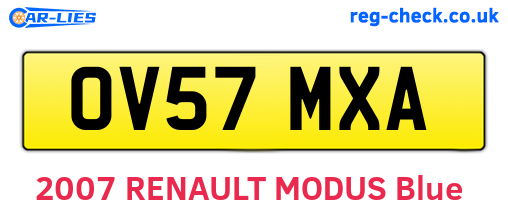 OV57MXA are the vehicle registration plates.
