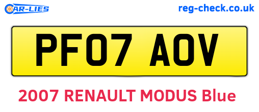 PF07AOV are the vehicle registration plates.