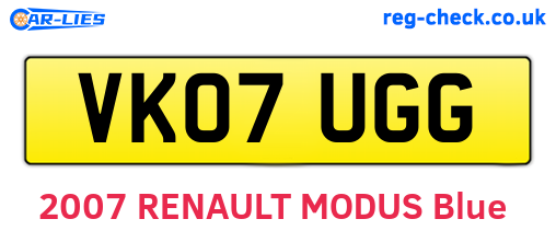 VK07UGG are the vehicle registration plates.
