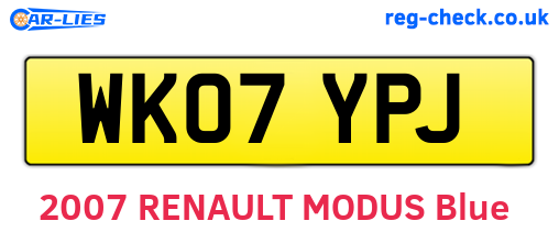 WK07YPJ are the vehicle registration plates.