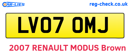 LV07OMJ are the vehicle registration plates.