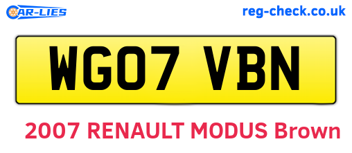 WG07VBN are the vehicle registration plates.