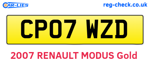 CP07WZD are the vehicle registration plates.