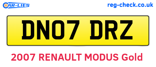 DN07DRZ are the vehicle registration plates.