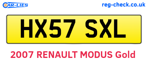 HX57SXL are the vehicle registration plates.