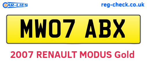 MW07ABX are the vehicle registration plates.
