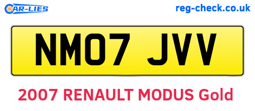 NM07JVV are the vehicle registration plates.