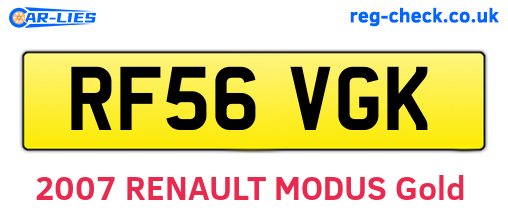 RF56VGK are the vehicle registration plates.